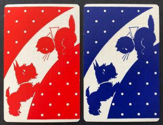 Vintage Swap/playing Cards - Scottie Dog And Kitten