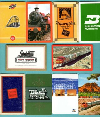 10 Single Swap Playing Cards Train Ads Railroad Souvenirs Deco Vintage