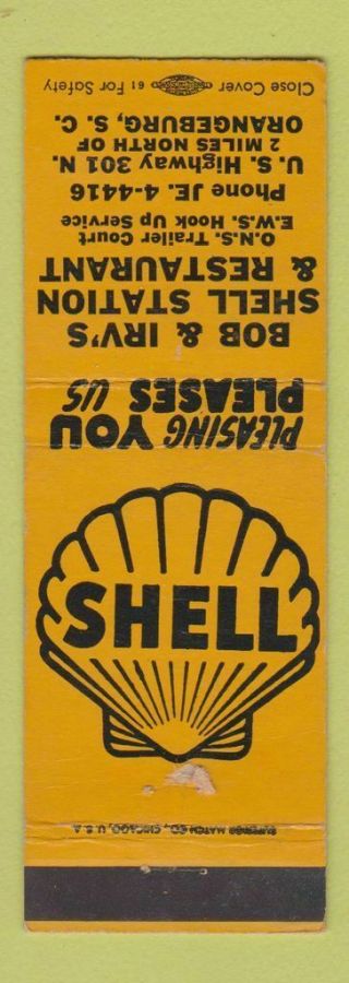 Matchbook Cover - Shell Oil Gas Bob Irv 