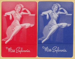 2 Single Vintage Swap/playing Cards Miss Sylvania Pin Up Girls Earl Moran Art