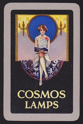 1 Single Vintage Swap/playing Card Adv Cosmos Lamps Lady Reading Book