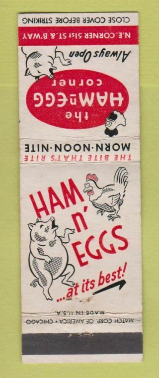 Matchbook Cover - Ham N Egg Corner Restaurant York City Wear