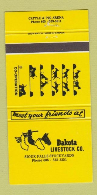 Matchbook Cover - Dakota Livestock Company Sioux Falls Sd 30 Strike