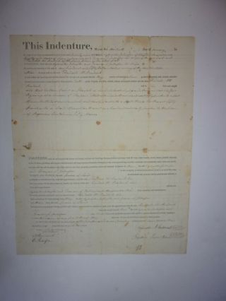1834 Us Antique Indenture Manuscript Deed Document Pennsylvania Land Id 382