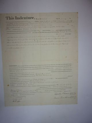 1829 Us Antique Indenture Manuscript Deed Document Pennsylvania Land Id 383