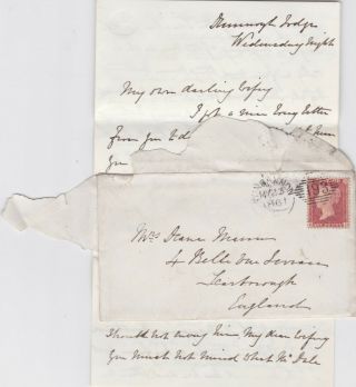 1861 Qv Dungannon Dunmoyle Lodge Letter To Wifey With A Fine 1d Penny Red Stamp