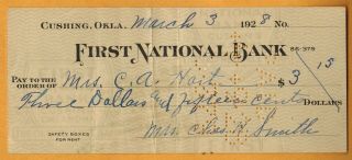 First National Bank - Check - Cushing - Oklahoma