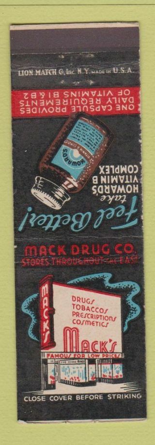 Matchbook Cover - Mack Drug Stores Howard 