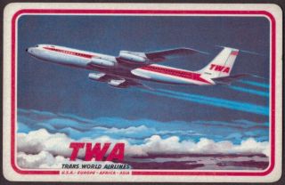 Playing Cards 1 Single Card Old Twa Trans World Airlines Advertising Airplane A