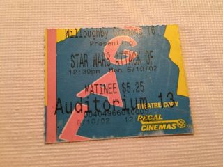 Vintage Movie Theater Ticket Stub 2002 Star Wars Attack Of Clones George Lucas