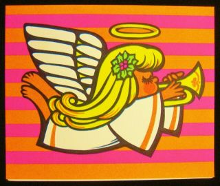 Vintage Christmas Greeting Card Bright Angel Blowing Trumpet Artist,  Don Mckee