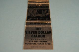 The Silver Dollar Saloon Houston Tx Fs Matchcover Additional Covers =