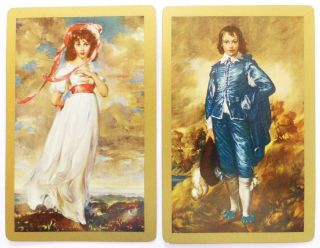 Pair Vintage Swap Cards.  Pinkie & Blue Boy English Portraiture.  Gilt Edge Arrco