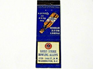 Lucky Strike Bowling Alleys Matchbook Cover Washington,  D.  C.
