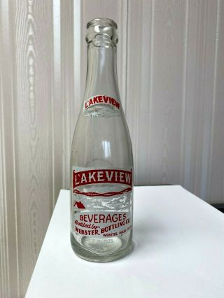 Vintage Soda Pop Beverage Bottle - Acl - Lakeview Beverages,  Webster,  Mass