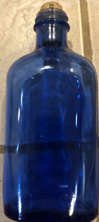 Vintage Antique Phillips Milk of Magnesia Cobalt Blue 5” Glass Bottle Early 1900 3