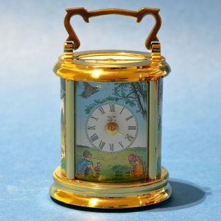 Rare Halcyon Days Enamels Winnie The Pooh Brass Clock