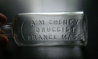 Antique A.  M.  Cheney Druggist Medicine Bottle - Orange,  Mass.  (massachusetts)