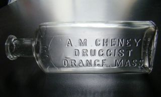 Antique A.  M.  Cheney Druggist Medicine - Pharmacy Bottle - Orange,  Mass.
