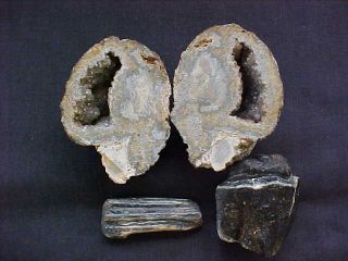 Whole Geode Cut In Half & A Couple Of Fossils