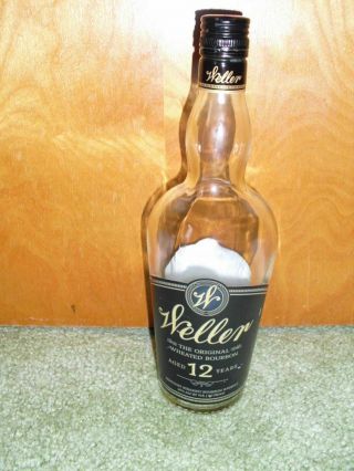 Weller 12 Year Bourbon Whiskey Empty Liquor Bottle Buffalo Trace Distillery