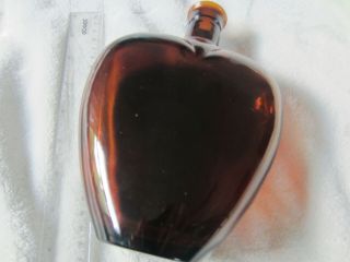 Vintage Paul Masson 8 " Amber Brown Glass Heart Shaped Liquor Bottle,  Decanter
