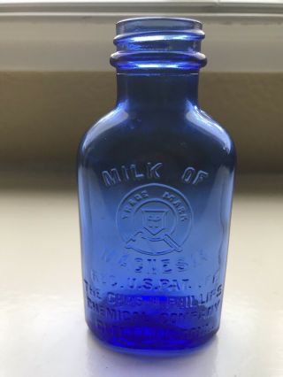 Vintage Light Cobalt Blue Medicine Bottle Phillip’s Milk Of Magnesia