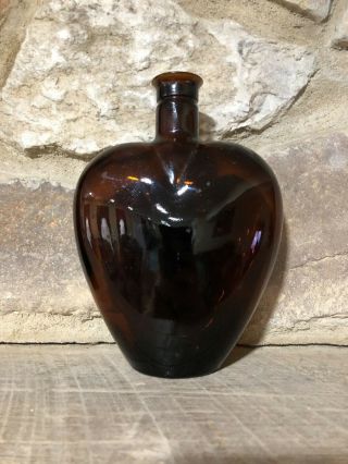 Vintage Bottle: Paul Masson 8 " Amber Brown Glass Heart Shaped - Sherry