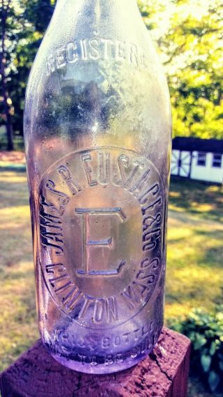 James E.  Eustace & Co - Clinton,  Mass.  Vintage Purple Tinted Beer Bottle Cork
