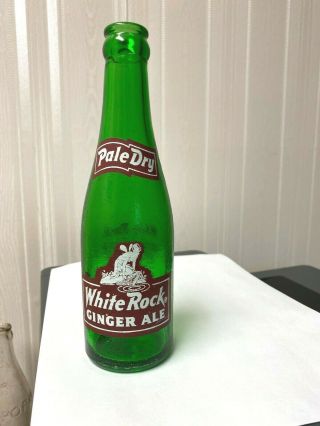 Vintage Soda Pop Beverage Bottle - White Rock Ginger Ale - 7 Oz