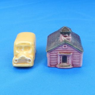 Arcadia Ceramics SCHOOL HOUSE & BUS Vintage Miniature Salt & Pepper Shaker VHTF 2