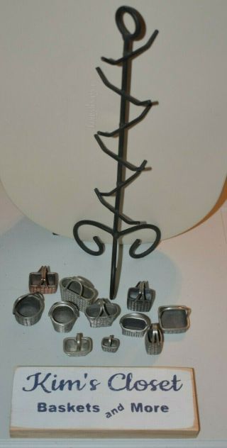 Longaberger Miniature Pewter Baskets 11 with Stand 3