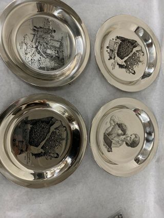 4 Norman Rockwell Sterling Silver Christmas Plates T 14