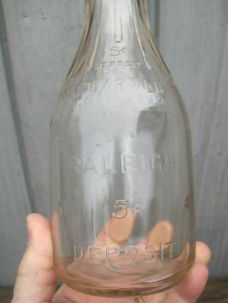 Raleigh NC 5 Cent One Quart Milk Bottle With Cream Cap B0280 2