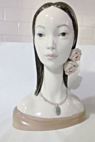 Lladro Head Bust Figurine Large 12 1/4 " Maja Girl 4668