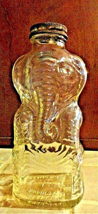 Vintage Glass Elephant Grapette Beverage Syrup Bottles Bank 1950s