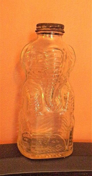 Vintage Glass Elephant Grapette Beverage Syrup Bottles Bank 1950s 2