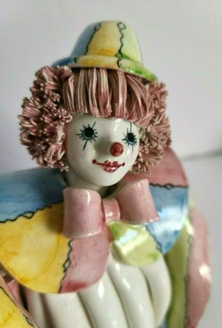 Rare Vintage Porcelain Clown With Horn Made In Italy For Gumps Of San Francisco