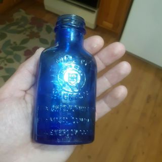 Milk Of Magnesia Glass Bottle Antique Cobalt Blue