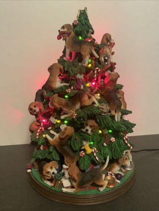 Danbury Beagle Dog Christmas Tree Lighted 12” Figurine Retired