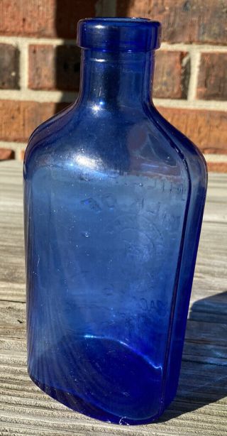 Antique Phillips ' Milk of Magnesia Cobalt Blue 7” Glass Bottle Early 1900 2