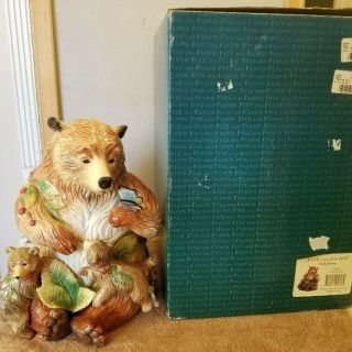 Fitz & Floyd High Sierra Momma Bear And Her Cubs Cookie Jar W/ Box Fs