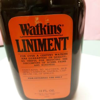 Vintage watkins Liniment Red Label 12 oz Full Bottle 2