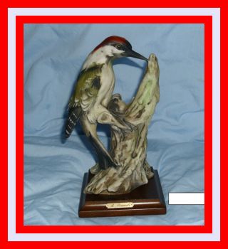 Very Rare G.  Armani R.  Pennati Bird Woodpecker Capodimonte Worldwide