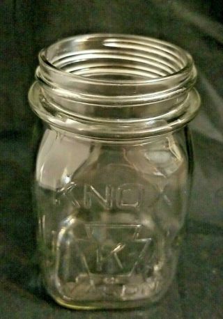 K Keystone Knox Embossed 0.  5 Quart Square Clear Glass Mason Canning Jar