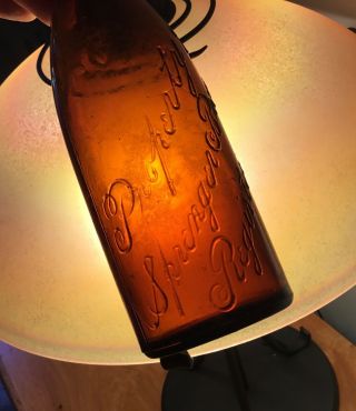 Script Letter Lancaster Pa Embossed Beer Bottle Sprenger Brew Co Advertising