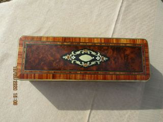 Antique French Boulle Inlaid Decoration Wood Glove Jewel Box Napoleon Iii Period
