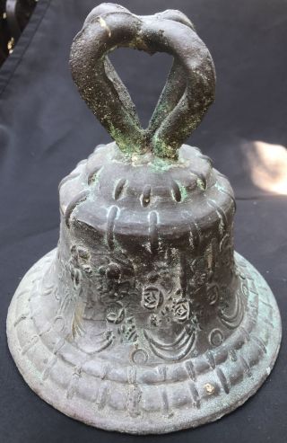 Antique Bronze Spanish Mission Bell Ornate Solid Loud 19th Century Mexico Old