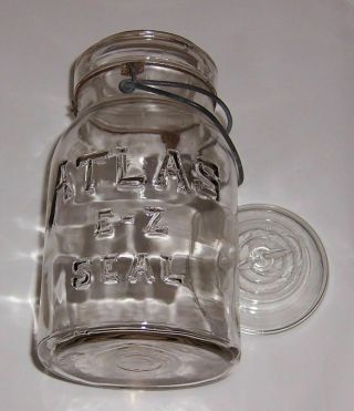Atlas E - Z Seal Mason Quart Canning Jar Glass Lid Wire Bail - Gray Clear (102)