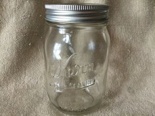 Mason/kerr Glass Cheese Or Pepper Shaker Jar With Metal Lid W/holes -